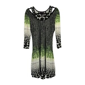 ELENA WANG Anthropologie Mesh Dress Medium Fit Flare Polka Dot Maximalist Femme